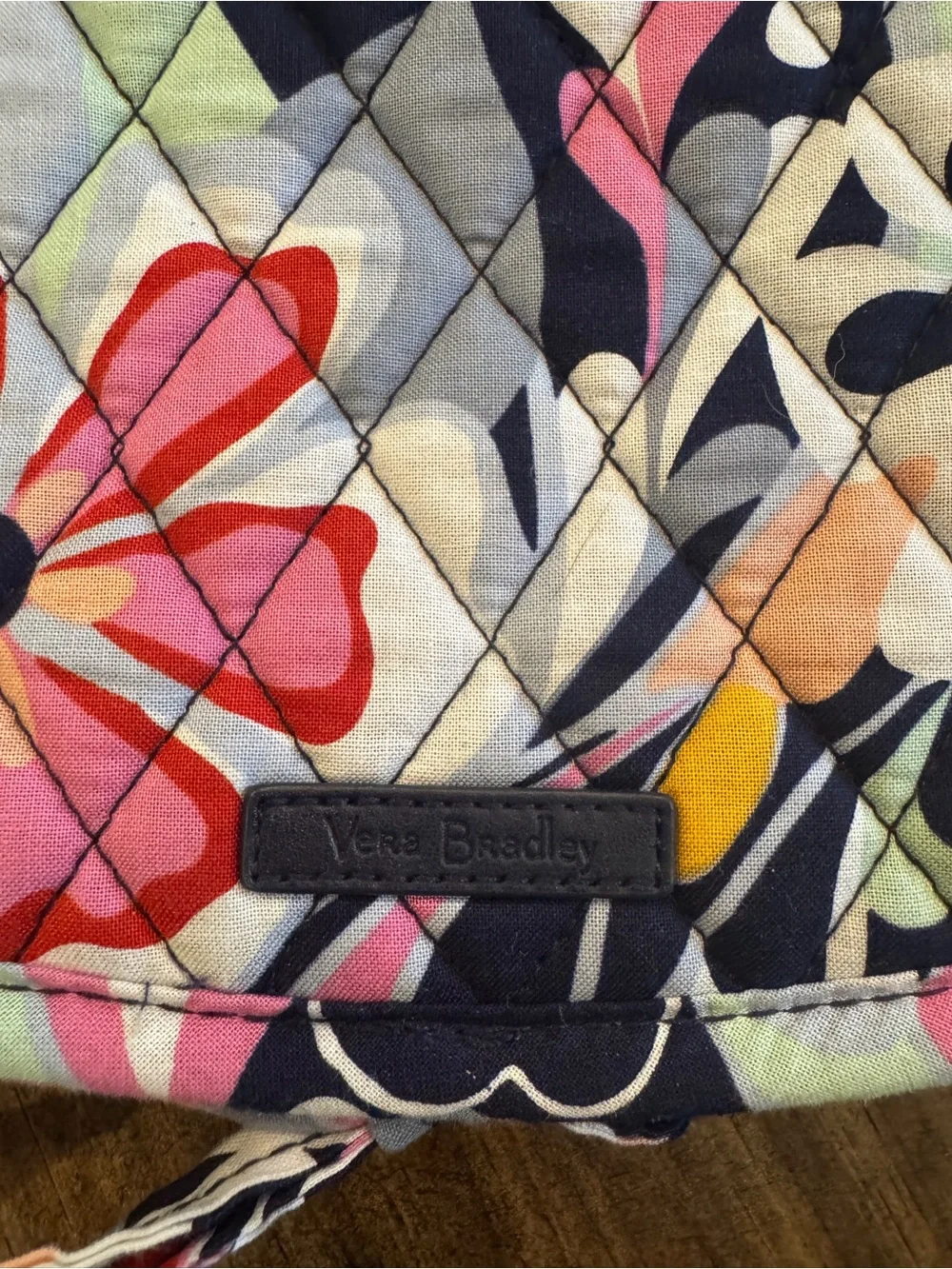 Vera Bradley Quilted Floral Pouch in Navy, Pink & Red